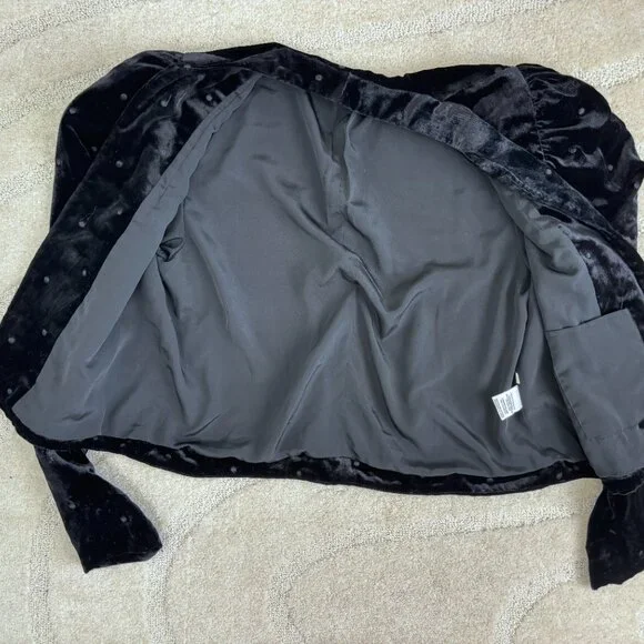 Ulla Johnson Black Velvet Polka Dot Blazer - Picture 3 of 4